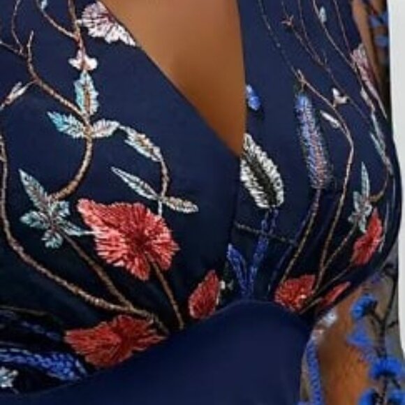 New Flute in Direction Temperament V-Neck High-Waisted Long Sleeve Dress - Picture 1 of 6